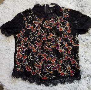 Zara Trafaluc embroidered lace top
